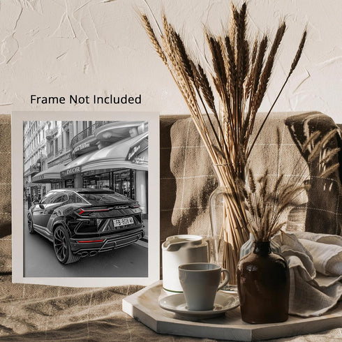 Posterizer 1 pcs-modern chic black car passing by luxury stores 1-Photography Art- Gift for Women, Fashionistas, Designer Fashion Fans-Decor for H...